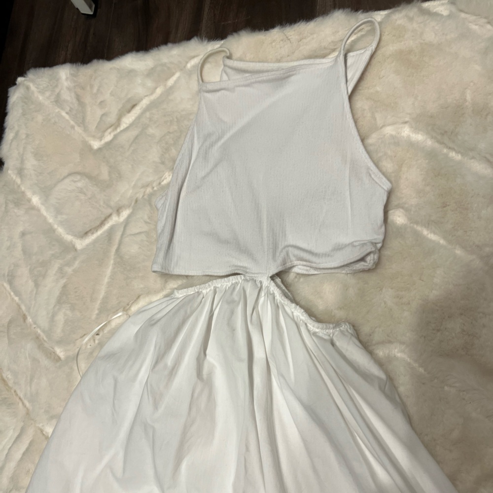 Abercrombie white silhouette dress with poplin skirt…size extra small petite
